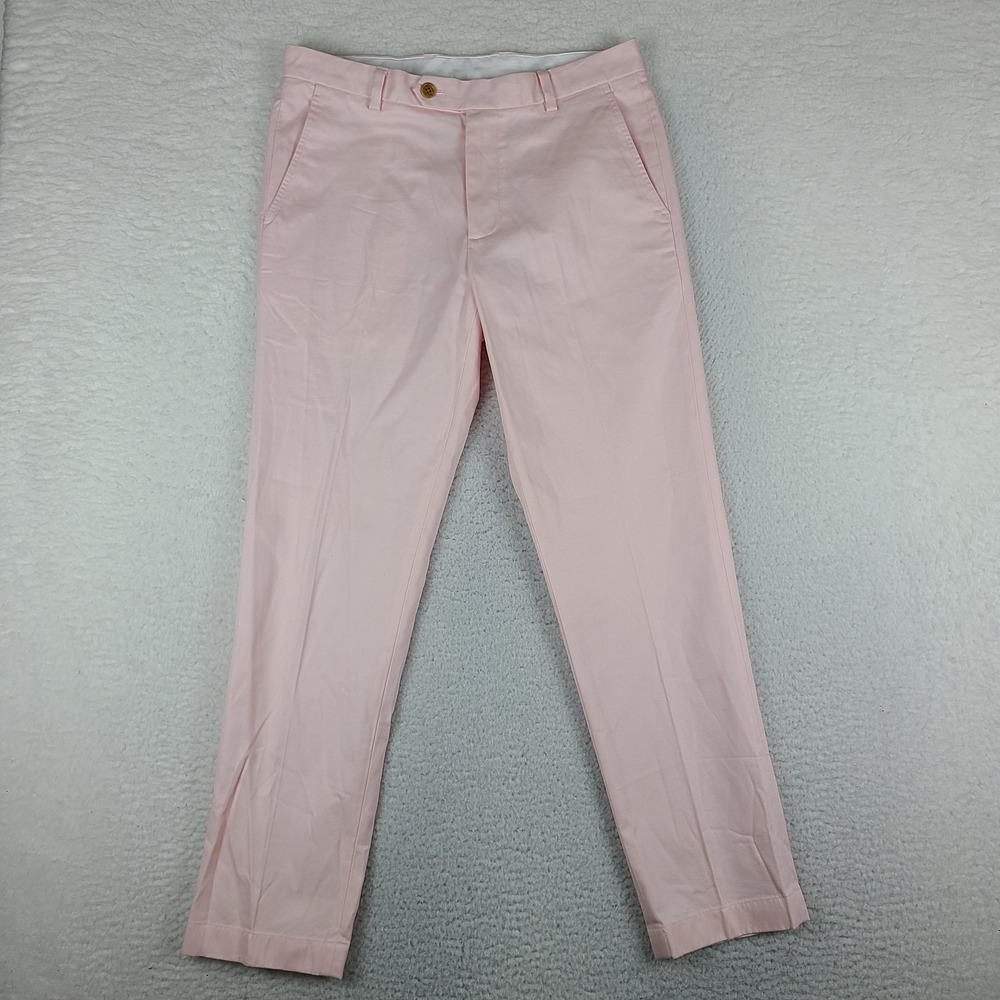 Brooks Brothers Pants Mens 33x30 Pink Solid MILANO Dress Chino Supima Cotton